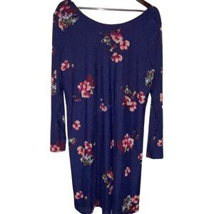 Isabel Maternity Blue Floral Rayon Dress Long Sleeve Size XXL
